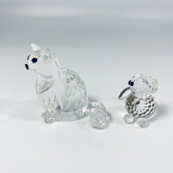 Set of 2 Swarovski sitting Cats figurines for your collection-No Box - Picture 3 of 9